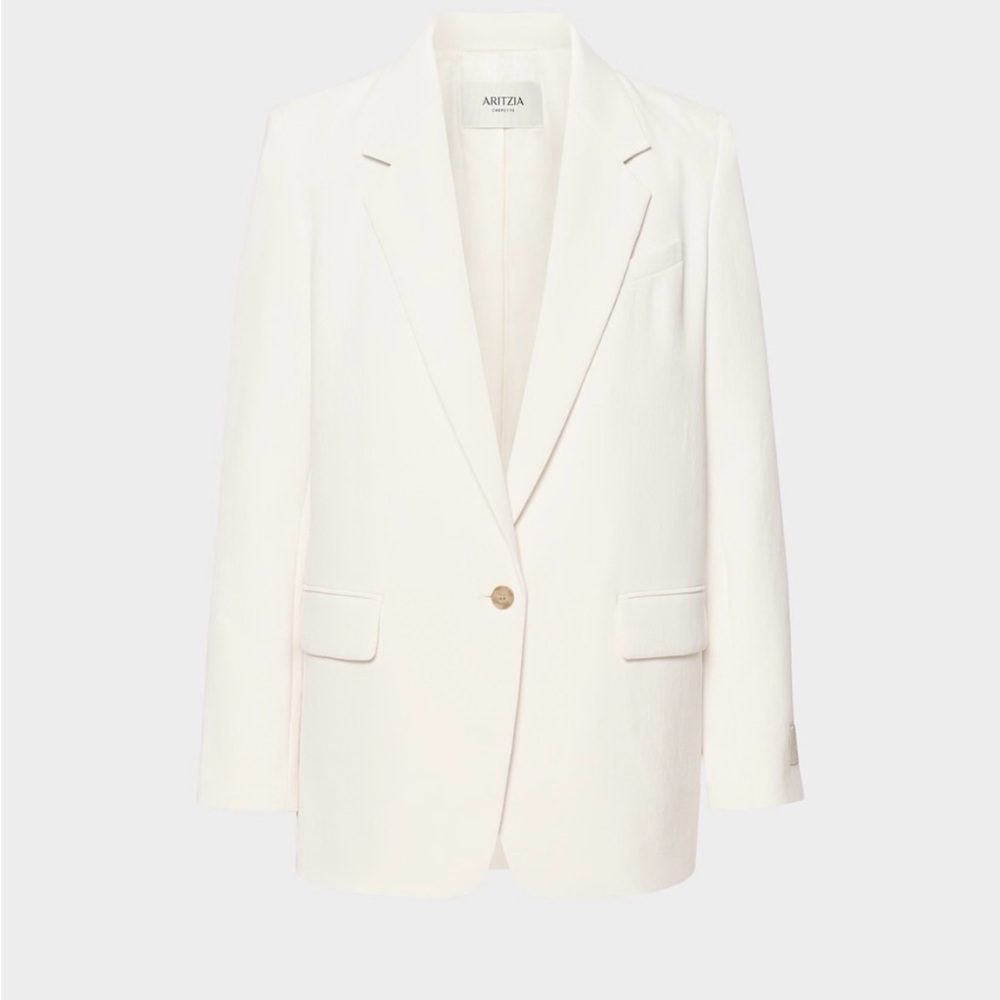 Aritzia Cream Single-Button Tailored Blazer